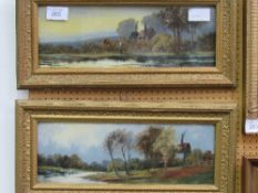 2 framed oils on board both cottage & river scenes. Estimate £100-120