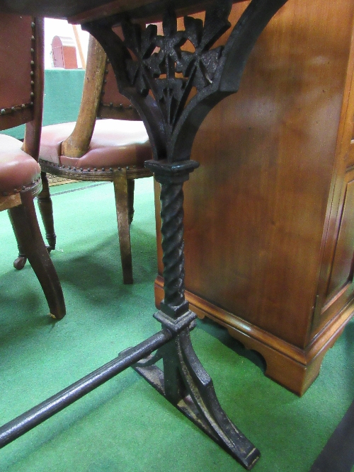 Mahogany sewing table on cast iron stretcher base, 106cms x 46cms x 73cms. Estimate £20-30 - Image 2 of 4