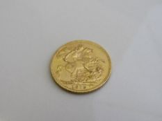 Gold Sovereign London Mint coin, 1912. Estimate £240-260