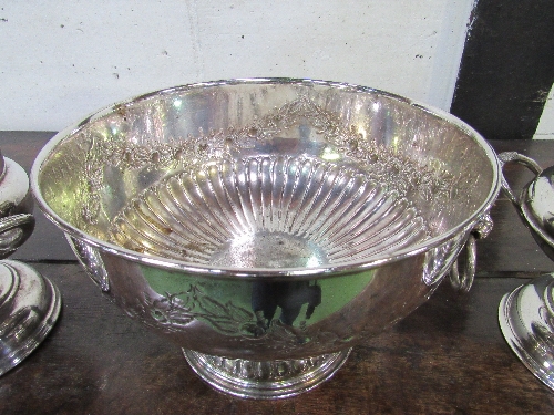 2 EPNS wine coolers & an EPNS large punchbowl with handles. Estimate £20-30. - Image 5 of 5