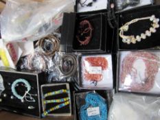 4 trays & 5 jewellery display stands of new costume jewellery, mainly bracelets. Estimate £100-120