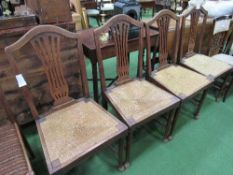 4 Chippendale style string seat dining chairs. Estimate £40-50