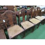 4 Chippendale style string seat dining chairs. Estimate £40-50