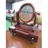 Small mahogany toilet mirror with 3 drawers. Estimate £40-50