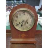 Inlaid mahogany mantel clock by Silesia, height 33cms. Estimate £20-40