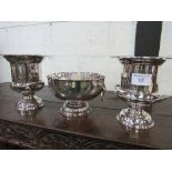 2 EPNS wine coolers & an EPNS large punchbowl with handles. Estimate £20-30.