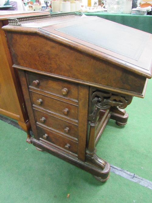 Victorian burr walnut Davenport with secret drawer, 64cms x 62cms x 87cms. - Image 4 of 6