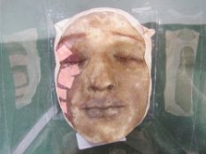 French anatomical wax death mask of a badly scarred man. Estimate £140-180