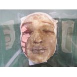 French anatomical wax death mask of a badly scarred man. Estimate £140-180