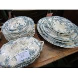 Qty of green, white & gold Staffordshire dinner ware.