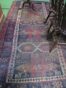 Blue ground Persian-style runner, 3.2m x 1.56m. Estimate £30-50