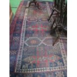 Blue ground Persian-style runner, 3.2m x 1.56m. Estimate £30-50