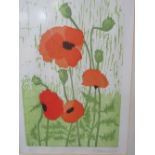 Framed & glazed limited edition print of poppies, signed. Estimate £10-20