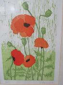 Framed & glazed limited edition print of poppies, signed. Estimate £10-20