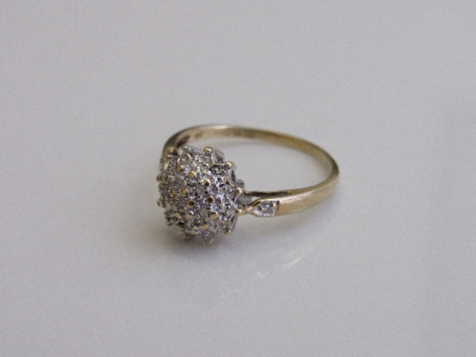 9ct gold & diamond cluster ring, size Q, weight 2.3gms. Estimate £80-100. - Image 2 of 2