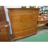 Cherry wood bow front chest of 7 graduated drawers by Willis & Gambier, 120cms x 54cms x 116cms.