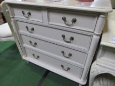 Cream coloured chest of 2 over 3 drawers by Laura Ashley, 90cms x 48cms x 87cms. Estimate £50-60