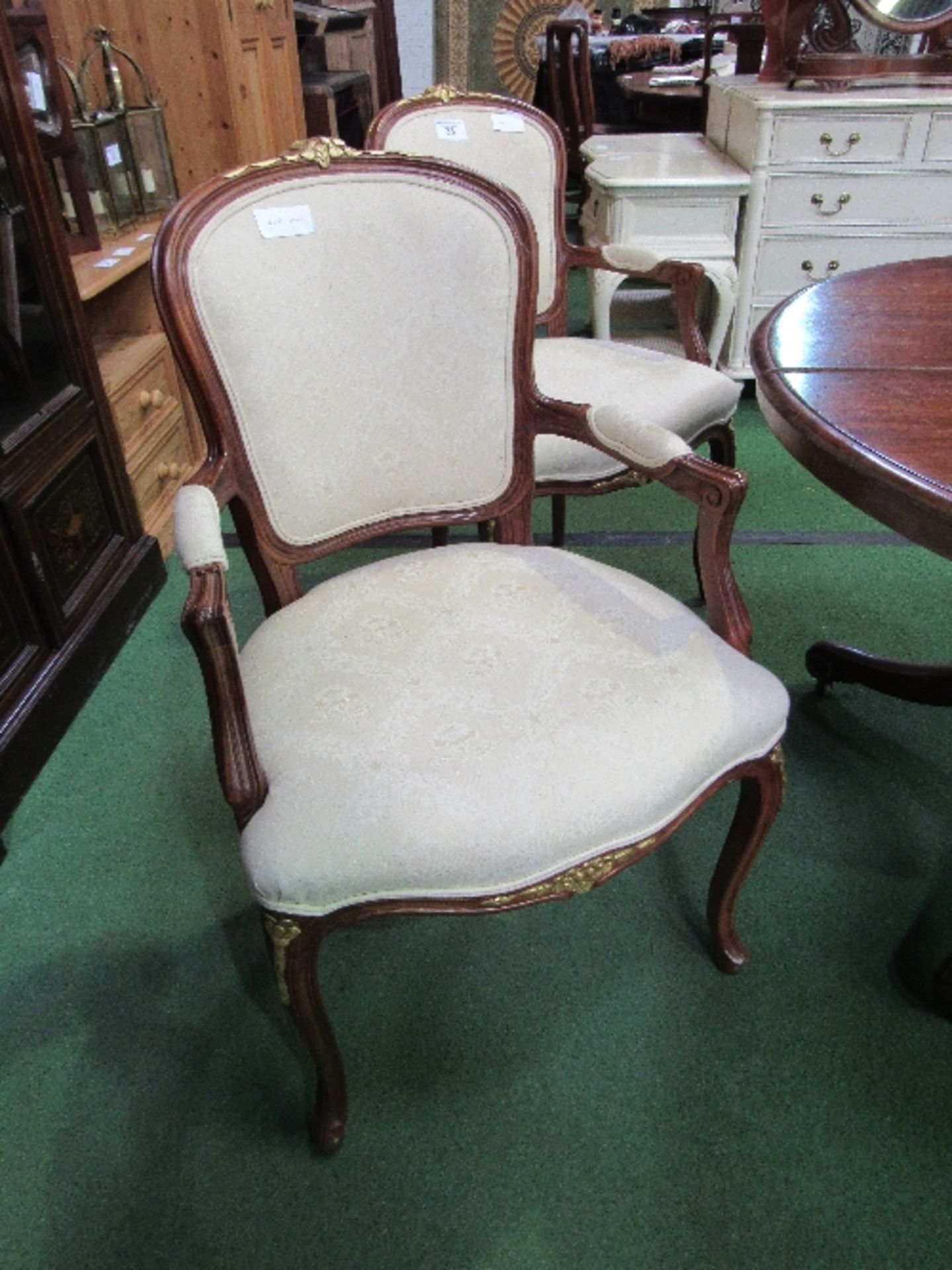 2 French-style upholstered open armchairs. Estimate £20-30 - Image 2 of 3