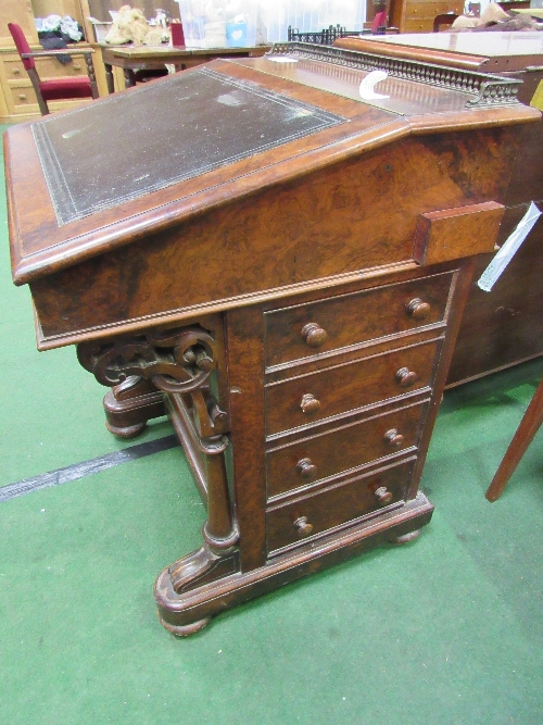 Victorian burr walnut Davenport with secret drawer, 64cms x 62cms x 87cms. - Image 5 of 6