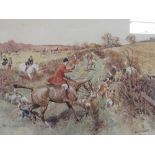 2 framed & glazed watercolours of hunting scenes, signed R H Buxton