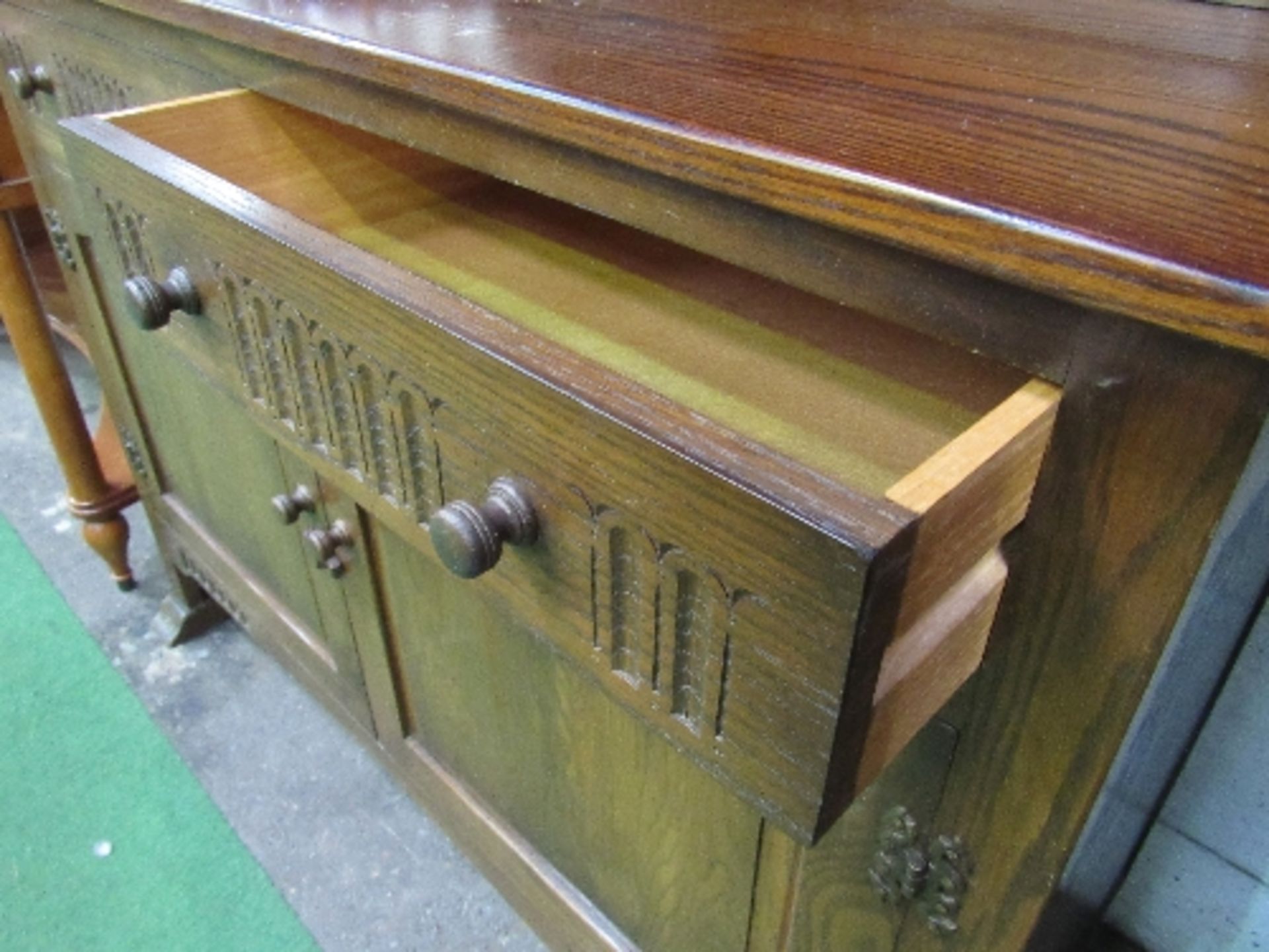 Oak 'Old Charm' style dresser with 2 drawers & cupboard to base, 124cms x 46cms x 176cms. - Image 4 of 5