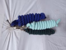 Three lead ropes - green, aqua and blue