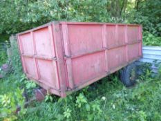 Weeks Trailer for a Massey Ferguson, 1978. A single axle tipping trailer. Max gross weight, 4 ¾