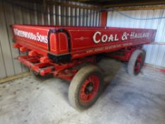 Coal Lorry for a single or pair; rebuilt by Rodney Greenwood in 1999 it is painted bright red with