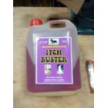 Plastic carton of Itch Buster horse leg oil