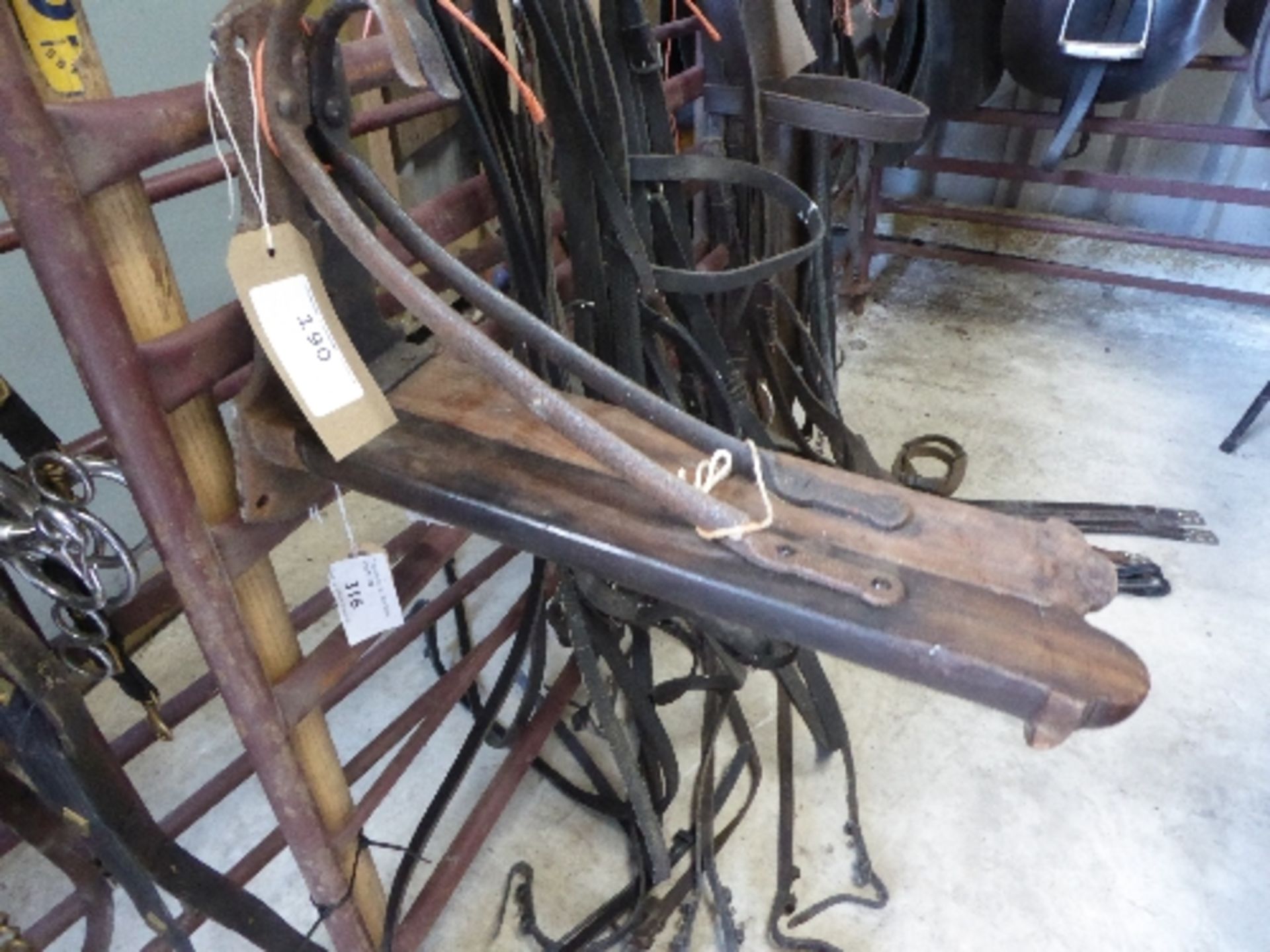 2 mahogamany and cast iron harness/saddle racks marked Kand co W number 2160 - Image 2 of 3