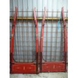 Pair of matching Rully shafts painted red with cream lining. Overall length 8ft, plus a stretcher