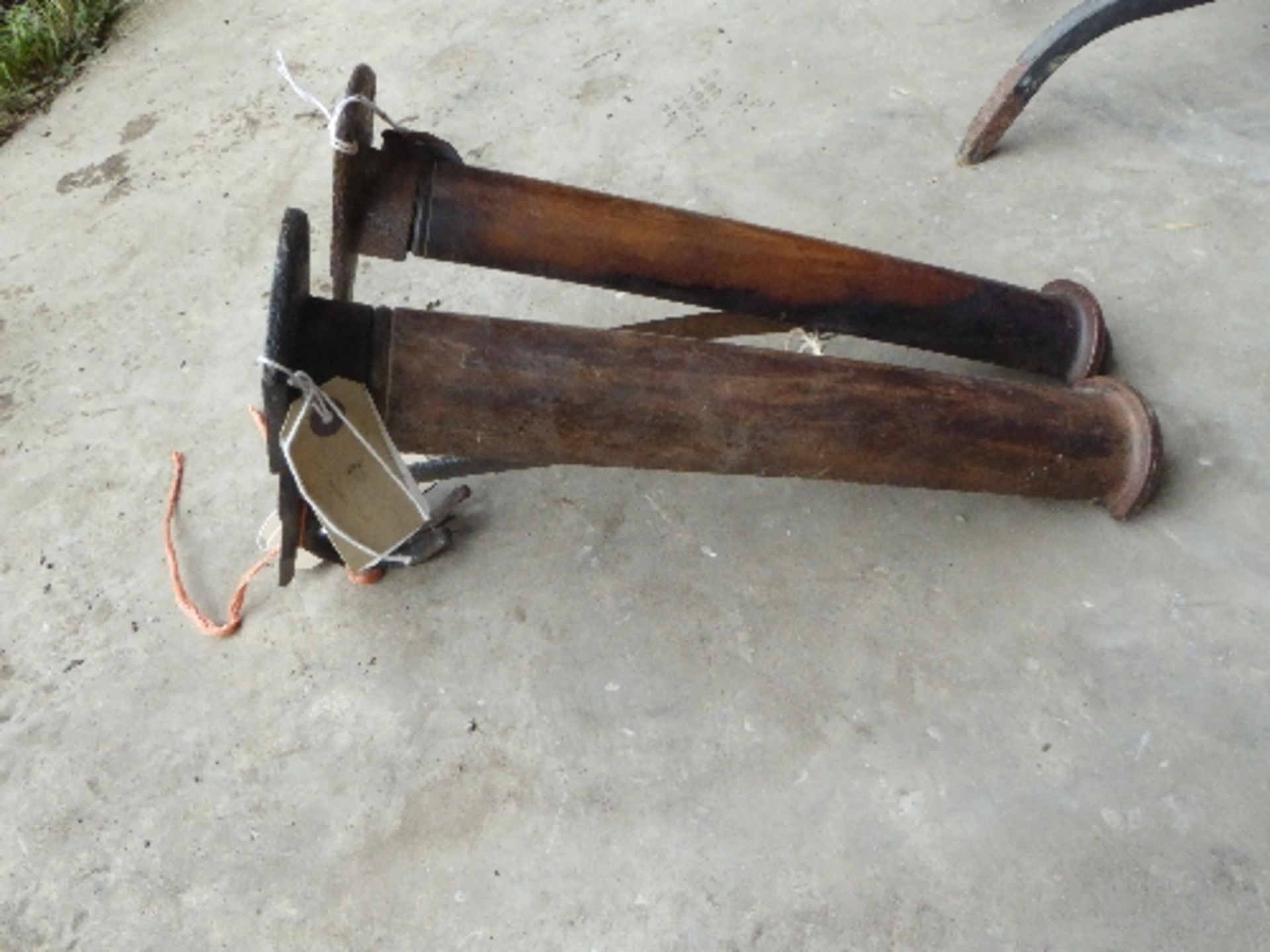 2 mahogamany and cast iron harness/saddle racks marked Kand co W number 2160 - Image 3 of 3