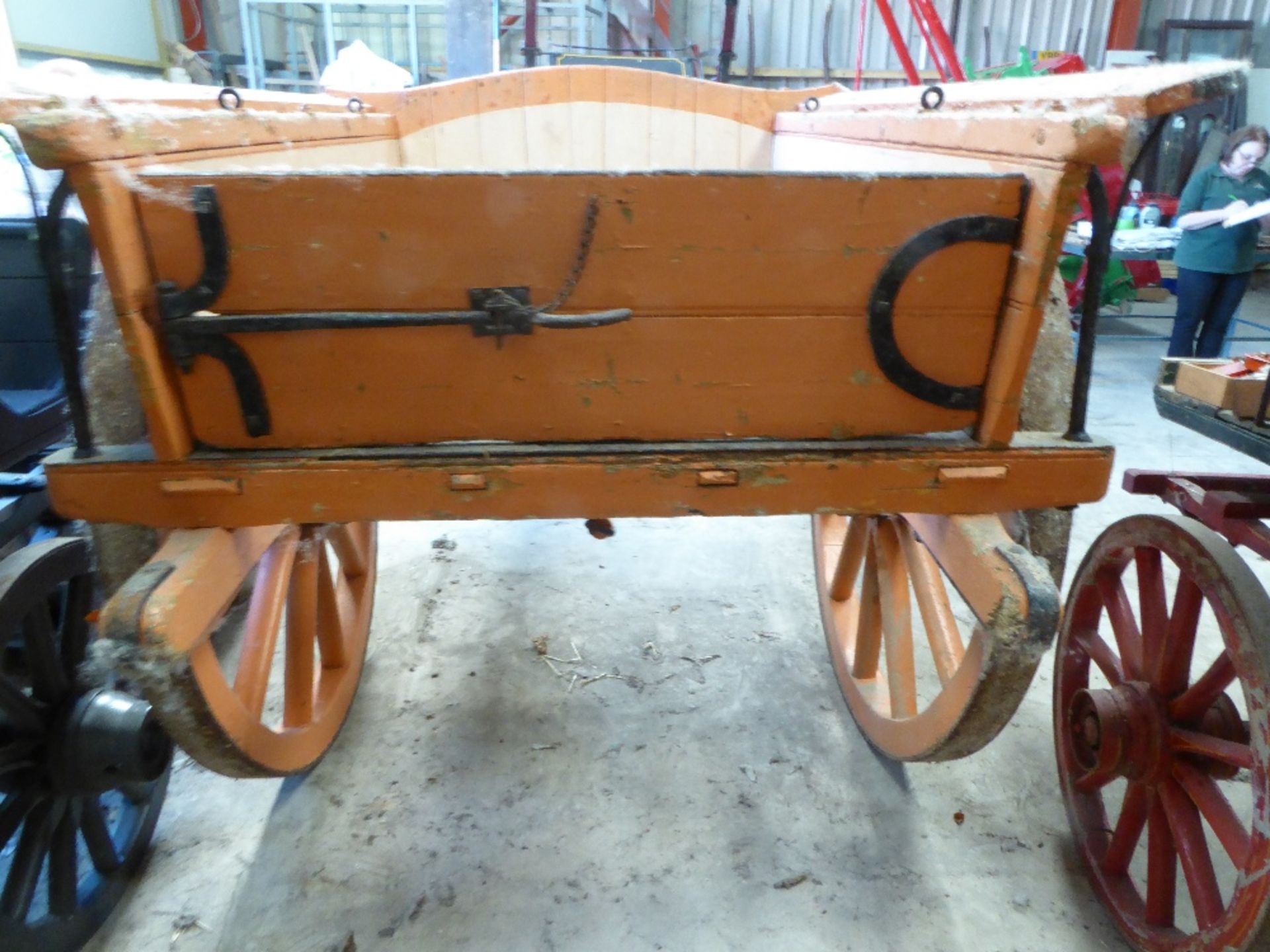 Farm Cart to suit 16 to 18 hh; the body is painted orange with black lines and inscribed 'H. Burt, - Image 2 of 2