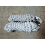 Two white lead ropes with whitemetal catches