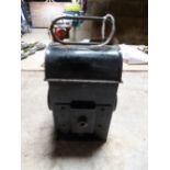 Black railway lamp marked ER 10-1955 SNLW Ltd