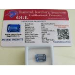 Natural emerald cut loose tanzanite, 6.85 carat with certificate. Estimate £50-70