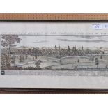 The South West Prospect of the University & City of Oxford. Very large framed & glazed panoramic