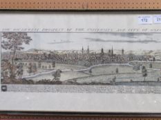 The South West Prospect of the University & City of Oxford. Very large framed & glazed panoramic