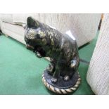 2 black & gilt painted stone-effect cat figures. Estimate £40-60