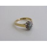 18ct gold ring set with aquamarine diamonds, size O, weight 3.6gms. Estimate £200-250