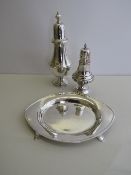 Silver sugar caster, Sheffield 1943, weight 4.8oz & height 18cms; silver sugar caster, Birmingham