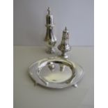 Silver sugar caster, Sheffield 1943, weight 4.8oz & height 18cms; silver sugar caster, Birmingham