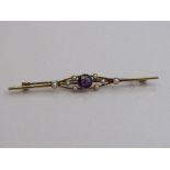 15ct gold, seed pearl & amethyst brooch. Estimate £160-180