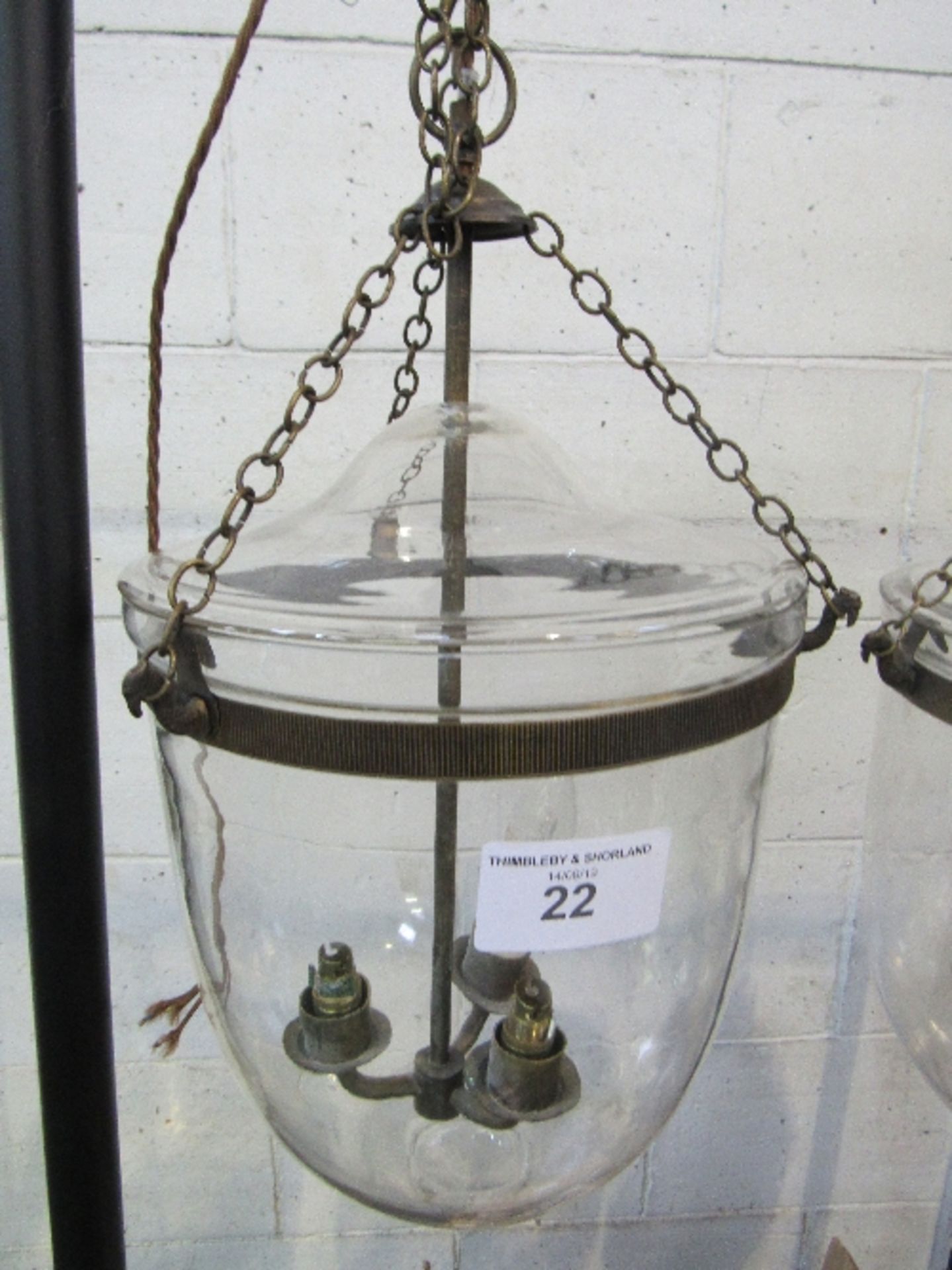 Pair of glass & brass Temple lanterns from Hector Finch. Estimate £20-40 - Image 2 of 7