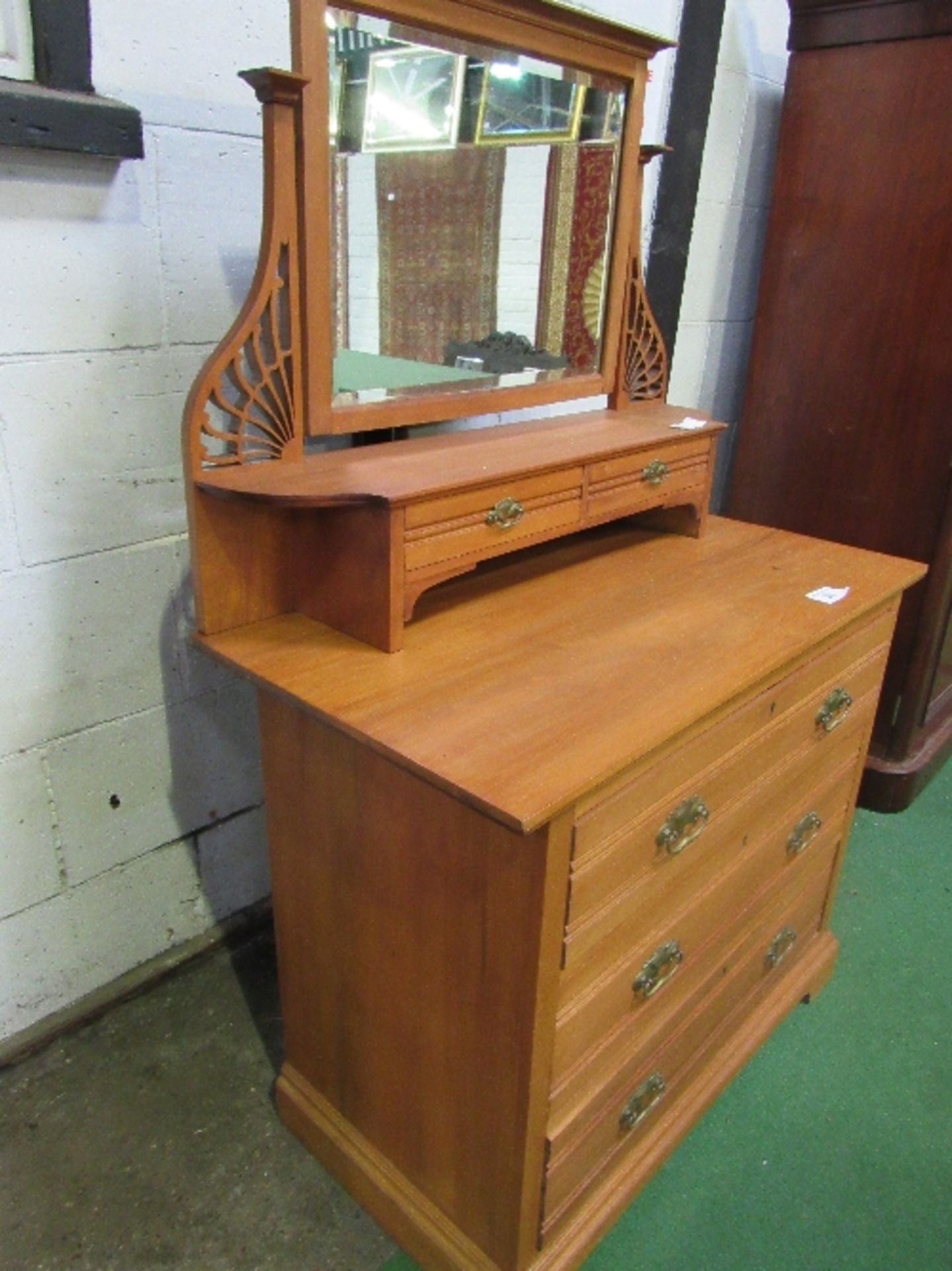 Art Deco style dressing chest with mirror over 2 drawers & 3 drawers to chest, 100cms x 54cms x - Image 4 of 4