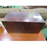 Mahogany tea caddy - 2 containers (bowl missing). Estimate £40-60