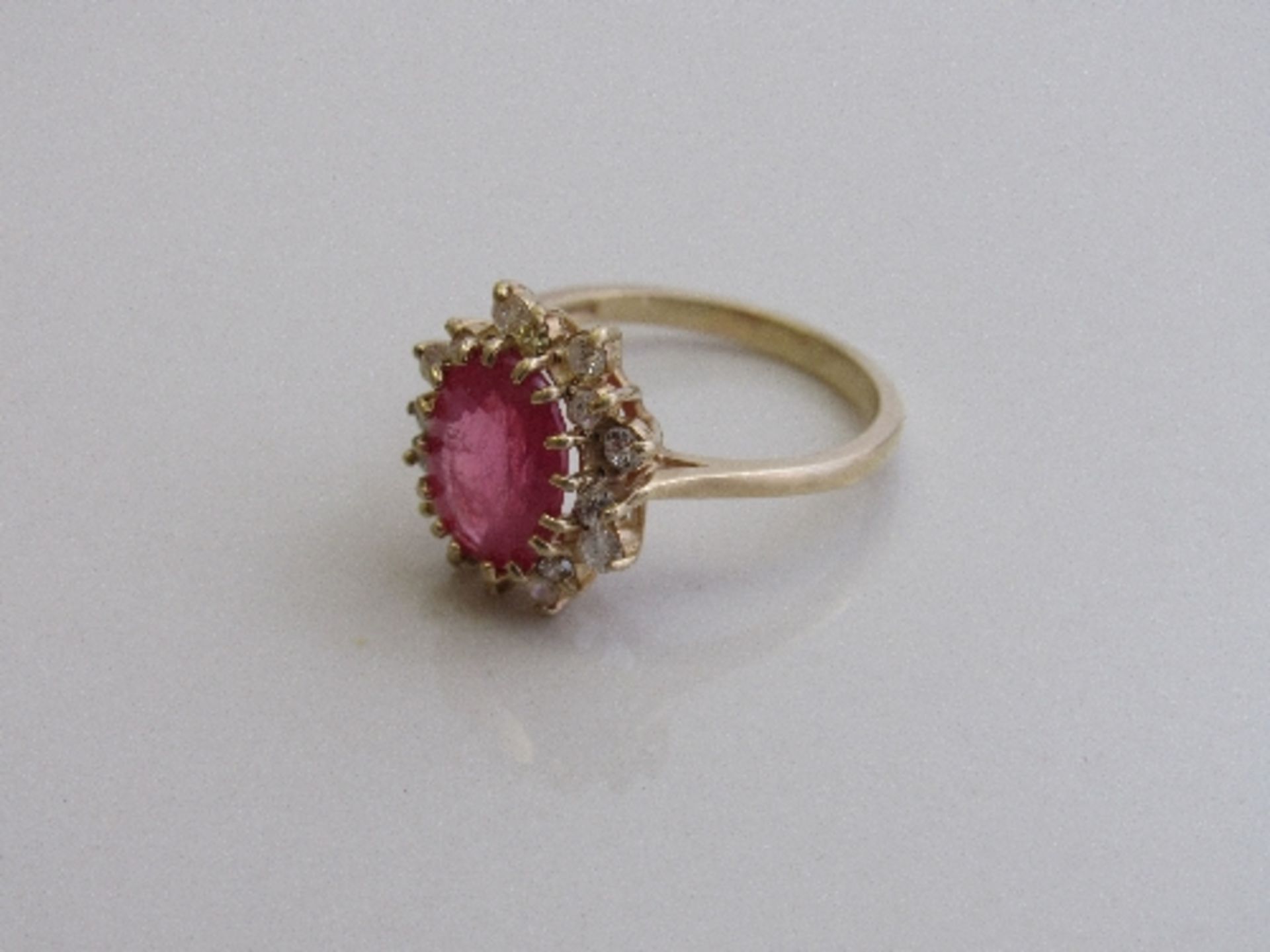9ct gold, ruby & diamond ring, size Q, weight 3.6gms. Estimate £250-300 - Image 2 of 2