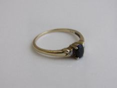 9ct gold, black stone & diamond ring, size U 1/2, weight 1.8gms. Estimate £30-40