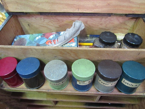 Pine sign-writer's or lithographer's cabinet with contents. Estimate £40-60 - Image 3 of 4