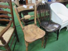 Windsor chair & another kitchen-style chair with elm seat
